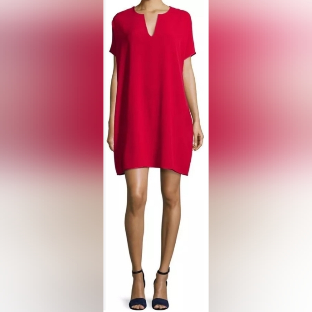 Diane Von Furstenberg Lacquer Red Short Sleeve Kora Shift Relaxed Fit Size XS